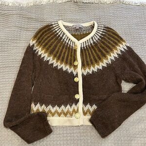 Jcrew Fair Isle cardigan sweater in brushed yarn - XS